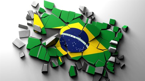 ブラジル国旗, 国旗が印刷されたコンクリートが壊れた様子