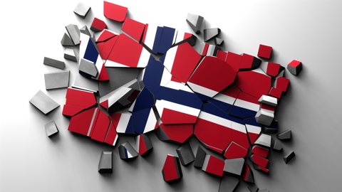 ノルウェー国旗, 国旗が印刷されたコンクリートが壊れた様子