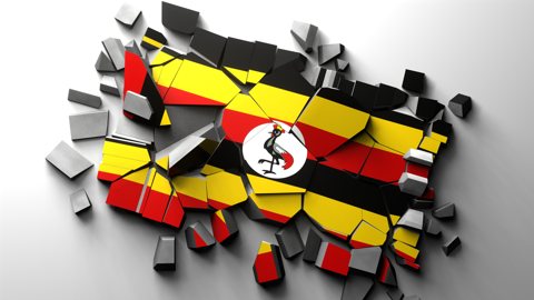 Uganda National Flag, The concrete with the national flag printed on it shattered.