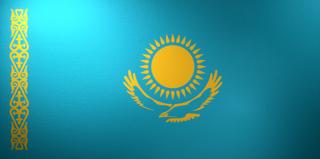 Kazakhstan National Flag, Basical ratio National Flag with texture and shadow