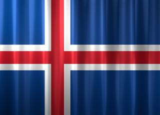 Iceland National Flag, Basical waving National Flag with texture and shadow