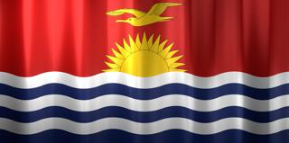 Kiribati National Flag, Basical waving National Flag with texture and shadow