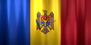 Moldova National Flag, Basical waving National Flag with texture and shadow