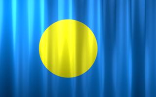 Palau National Flag, Basical waving National Flag with texture and shadow