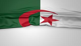 Algeria National Flag, Flag folded in half and placed on white paper