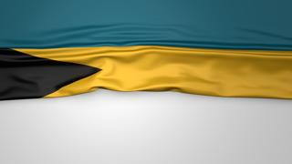 Bahamas National Flag, Flag folded in half and placed on white paper