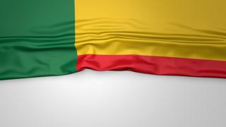 Benin National Flag, Flag folded in half and placed on white paper