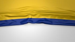 Colombia National Flag, Flag folded in half and placed on white paper