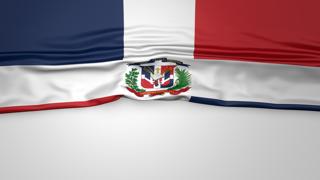 Dominican-Republic National Flag, Flag folded in half and placed on white paper