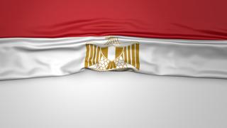 Egypt National Flag, Flag folded in half and placed on white paper