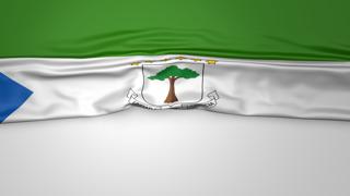 Equatorial-Guinea National Flag, Flag folded in half and placed on white paper