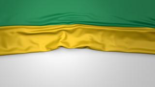 Gabon National Flag, Flag folded in half and placed on white paper