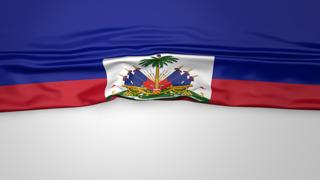 Haiti National Flag, Flag folded in half and placed on white paper