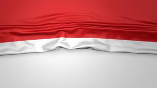 Indonesia National Flag, Flag folded in half and placed on white paper