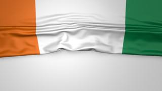 Ivory-Coast National Flag, Flag folded in half and placed on white paper