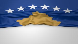 Kosovo National Flag, Flag folded in half and placed on white paper