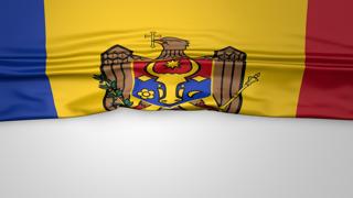 Moldova National Flag, Flag folded in half and placed on white paper