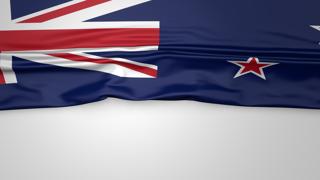 New-Zealand National Flag, Flag folded in half and placed on white paper