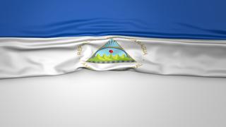 Nicaragua National Flag, Flag folded in half and placed on white paper