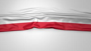 Poland National Flag, Flag folded in half and placed on white paper