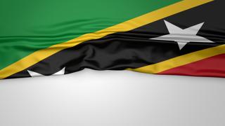 Saint-Kitts-and-Nevis National Flag, Flag folded in half and placed on white paper