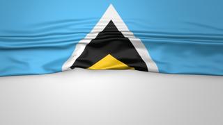 Saint-Lucia National Flag, Flag folded in half and placed on white paper