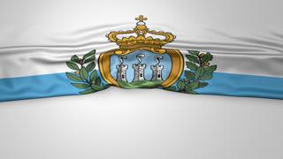 San-Marino National Flag, Flag folded in half and placed on white paper