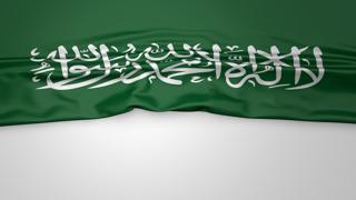 Saudi-Arabia National Flag, Flag folded in half and placed on white paper