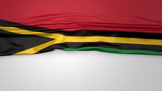 Vanuatu National Flag, Flag folded in half and placed on white paper