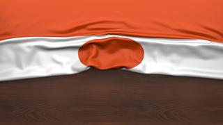 Niger National Flag, Flag folded in half and placed on wood desk