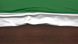 United-Arab-Emirates National Flag, Flag folded in half and placed on wood desk