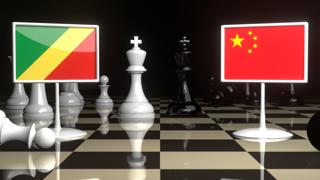 Republic-of-Congo National Flag, The national flag on a chessboard with the Japanese flag in the background