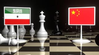 Somaliland National Flag, The national flag on a chessboard with the Japanese flag in the background