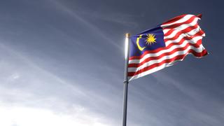 Malaysia National Flag, The national flag and flagpole looking up against a dark blue sky