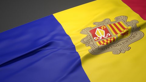 Andorra National Flag, A slanted national flag on a desk