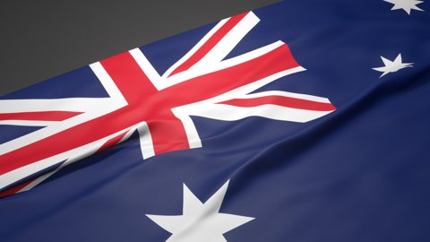 Australia National Flag, A slanted national flag on a desk