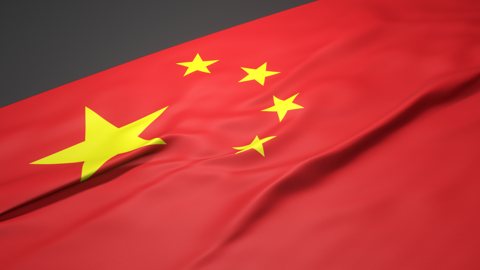 中国国旗, デスクの上に置いてある斜め角度の国旗