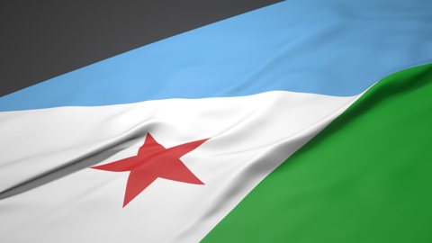 Djibouti National Flag, A slanted national flag on a desk