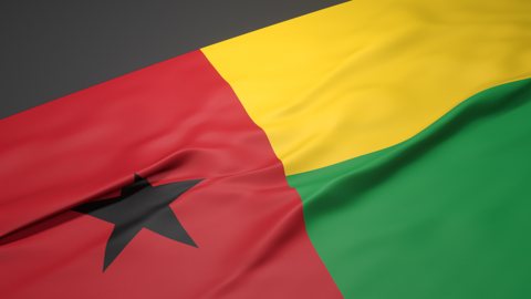 Guinea-Bissau National Flag, A slanted national flag on a desk