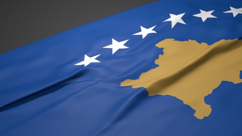 Kosovo National Flag, A slanted national flag on a desk