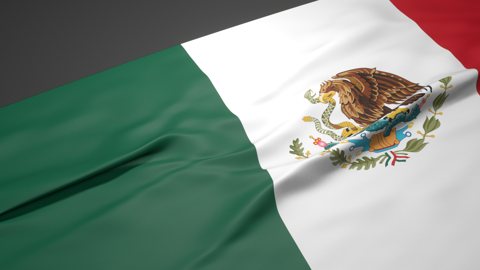 Mexico National Flag, A slanted national flag on a desk