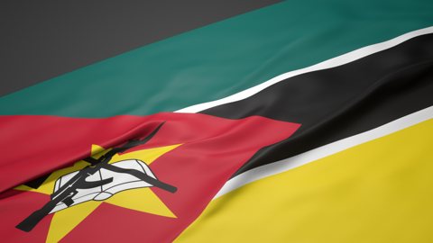 Mozambique National Flag, A slanted national flag on a desk