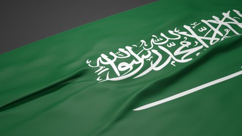 サウジアラビア国旗, デスクの上に置いてある斜め角度の国旗