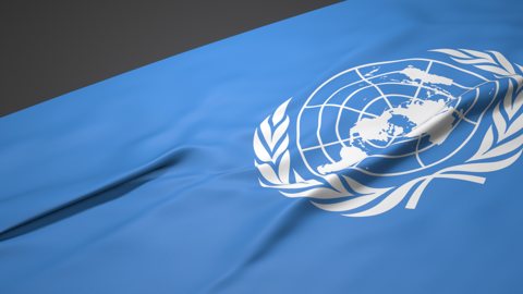 国連(UN)国旗, デスクの上に置いてある斜め角度の国旗