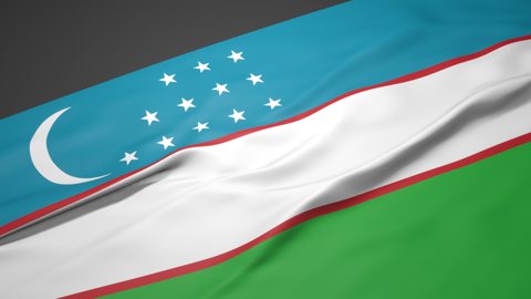 Uzbekistan National Flag, A slanted national flag on a desk