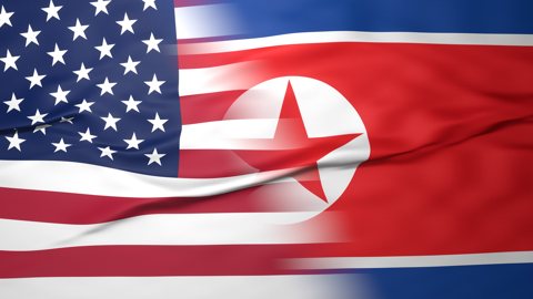 北朝鮮国旗, 画面を半分に分割した国旗