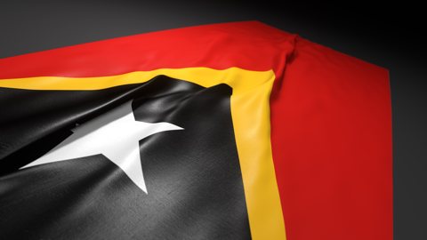 East-Timor National Flag, Flag on a desk with perspective