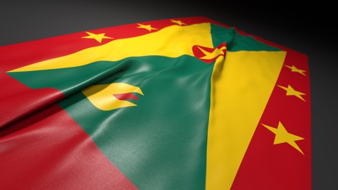 Grenada National Flag, Flag on a desk with perspective