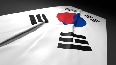 Korea National Flag, Flag on a desk with perspective