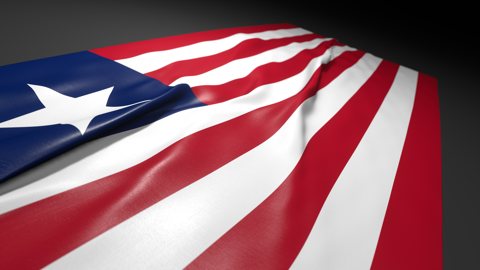 Liberia National Flag, Flag on a desk with perspective